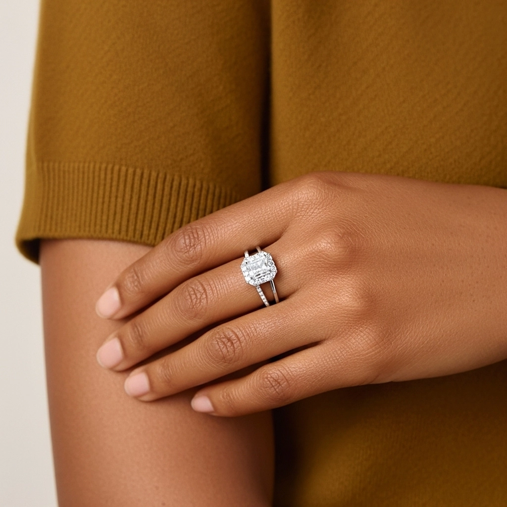 Argent sterling 925 Moissanite Ensemble d'alliances