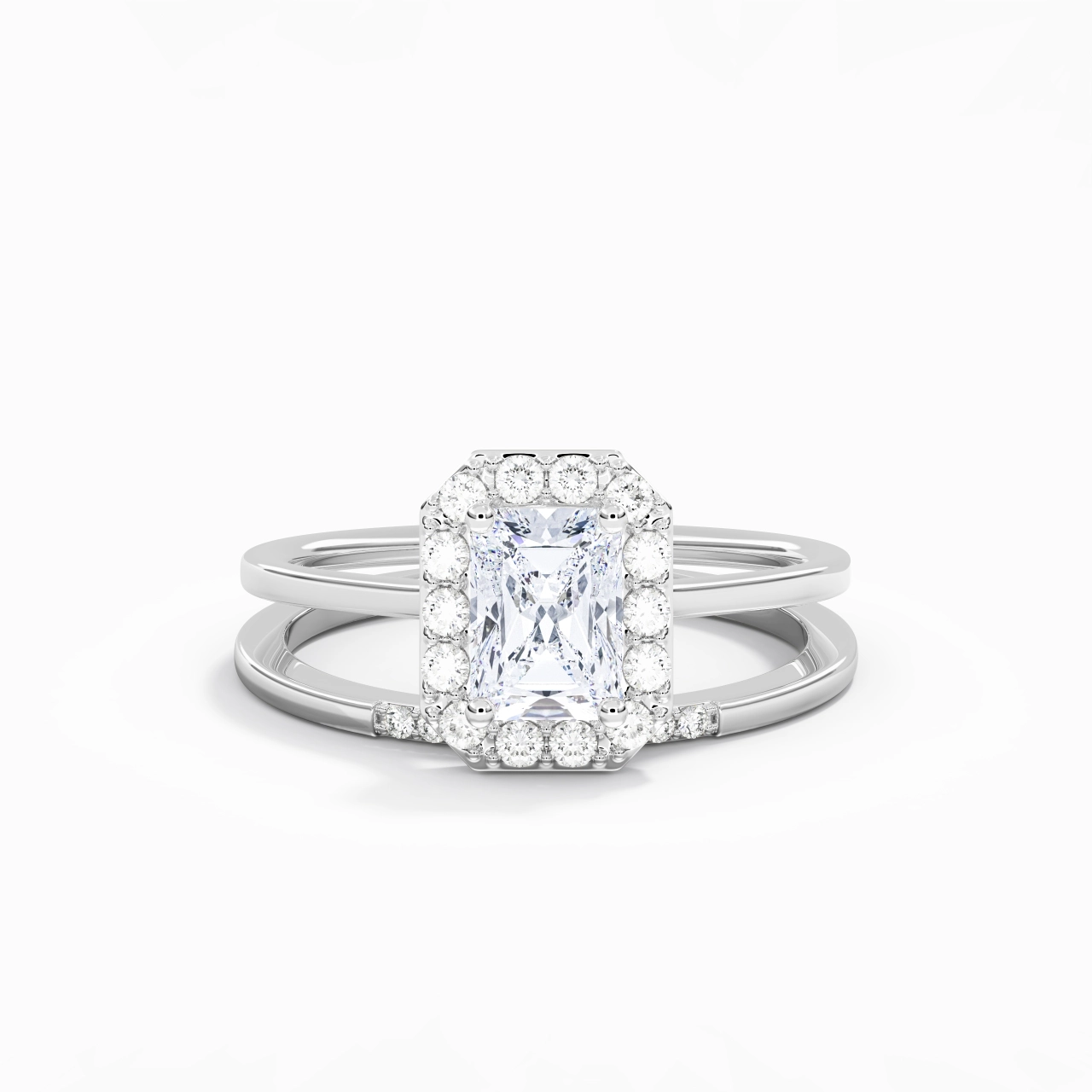 14K White Gold Moissanite Wedding Ring Set