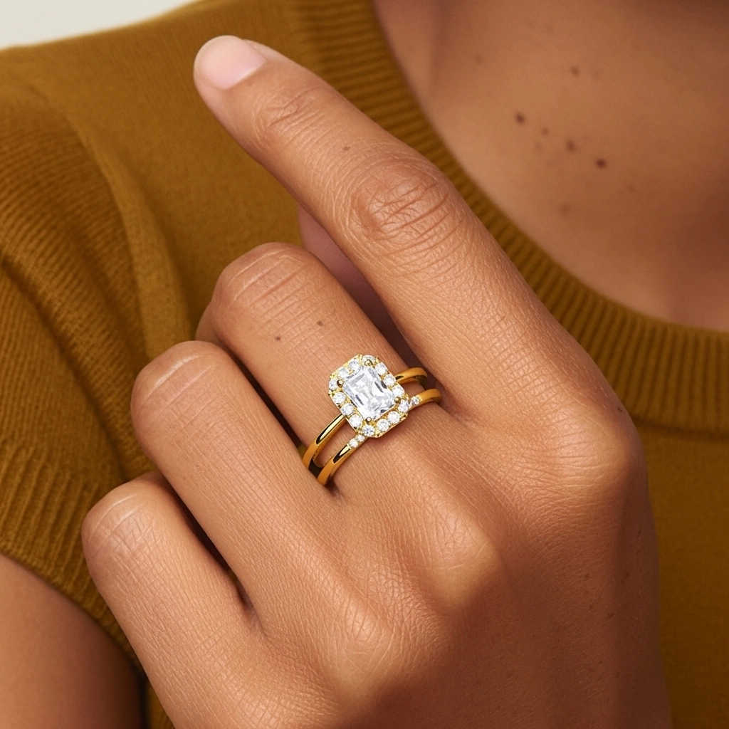 Argent sterling 925 Moissanite Ensemble d'alliances