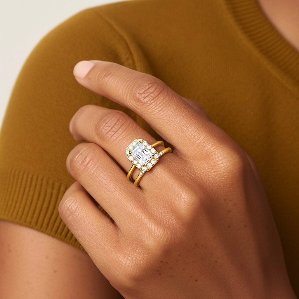 Argent sterling 925 Moissanite Ensemble d'alliances