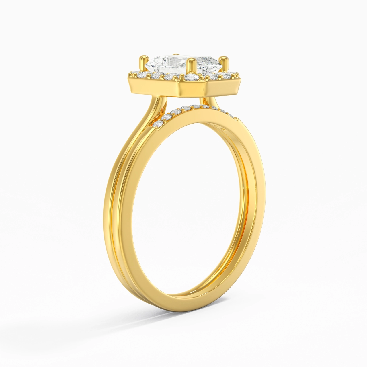 18K Gold Moissanite Wedding Ring Set