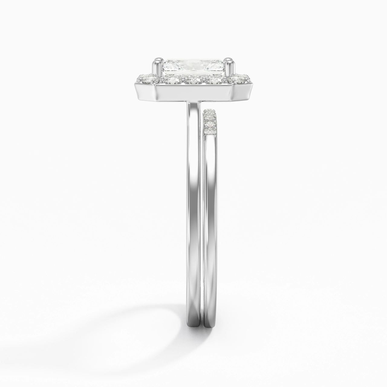 14K White Gold Moissanite Wedding Ring Set