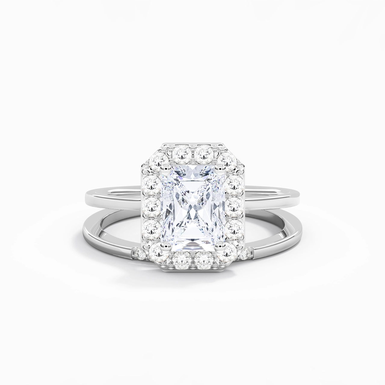 Platinum Moissanite Wedding Ring Set