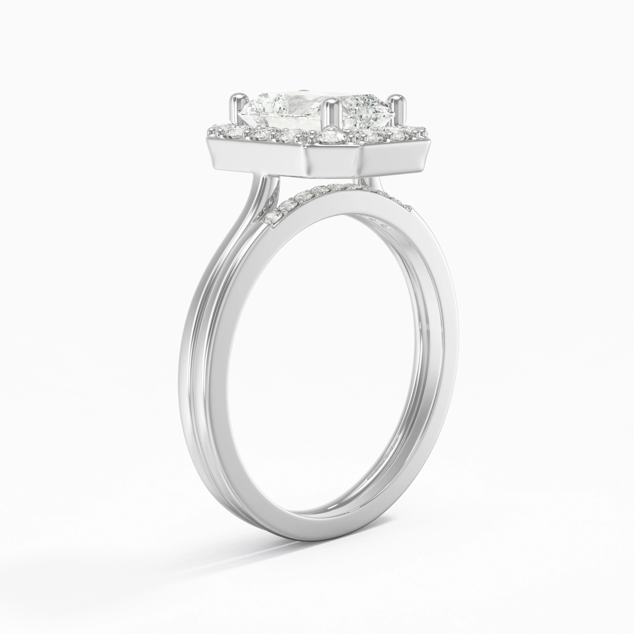 Platinum Moissanite Wedding Ring Set