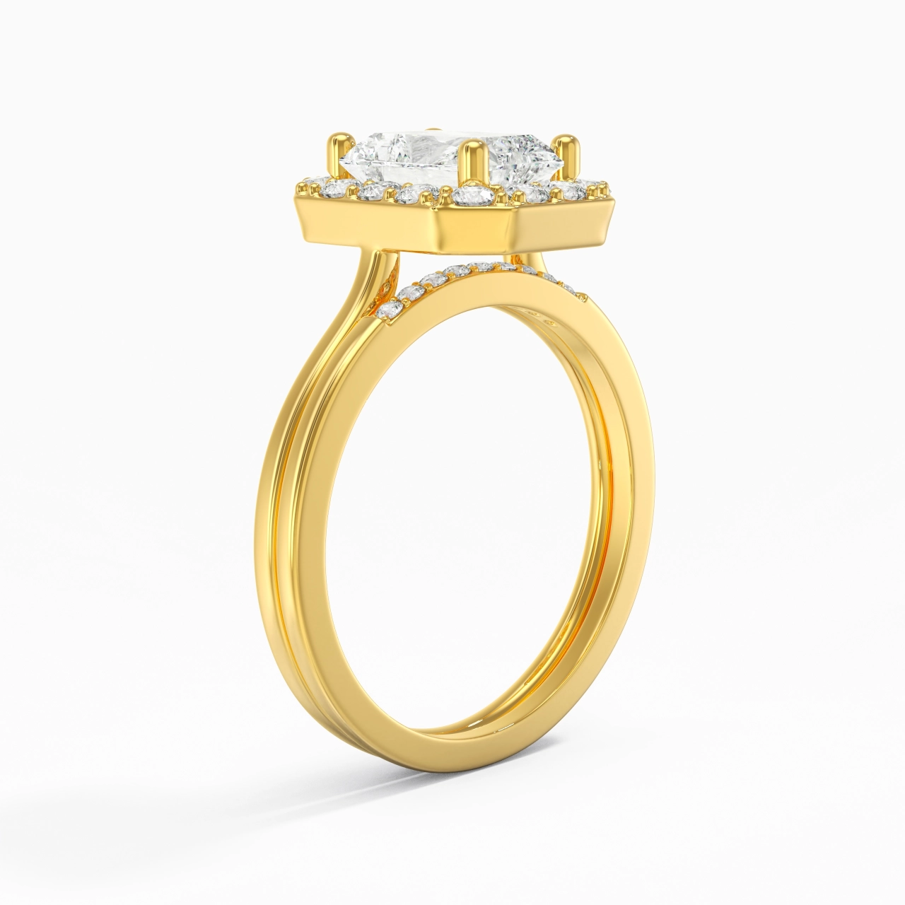 925 Sterling Silver Moissanite Wedding Ring Set