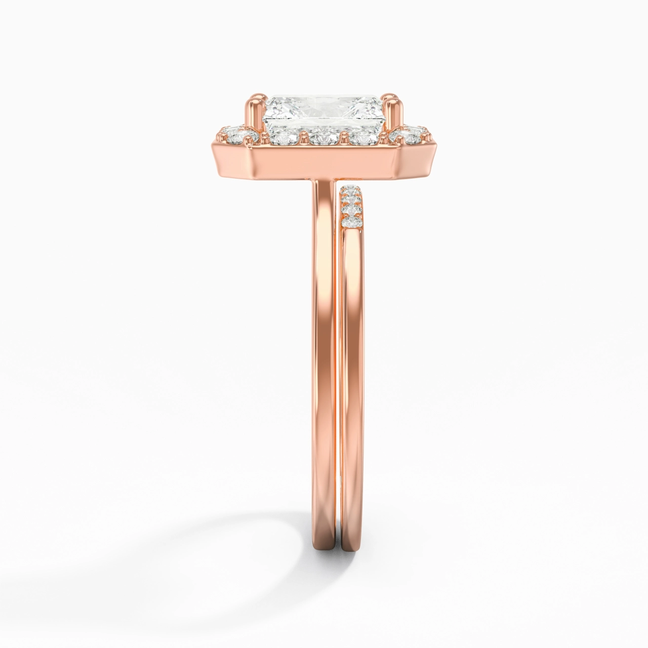 14K Rose Gold Moissanite Wedding Ring Set
