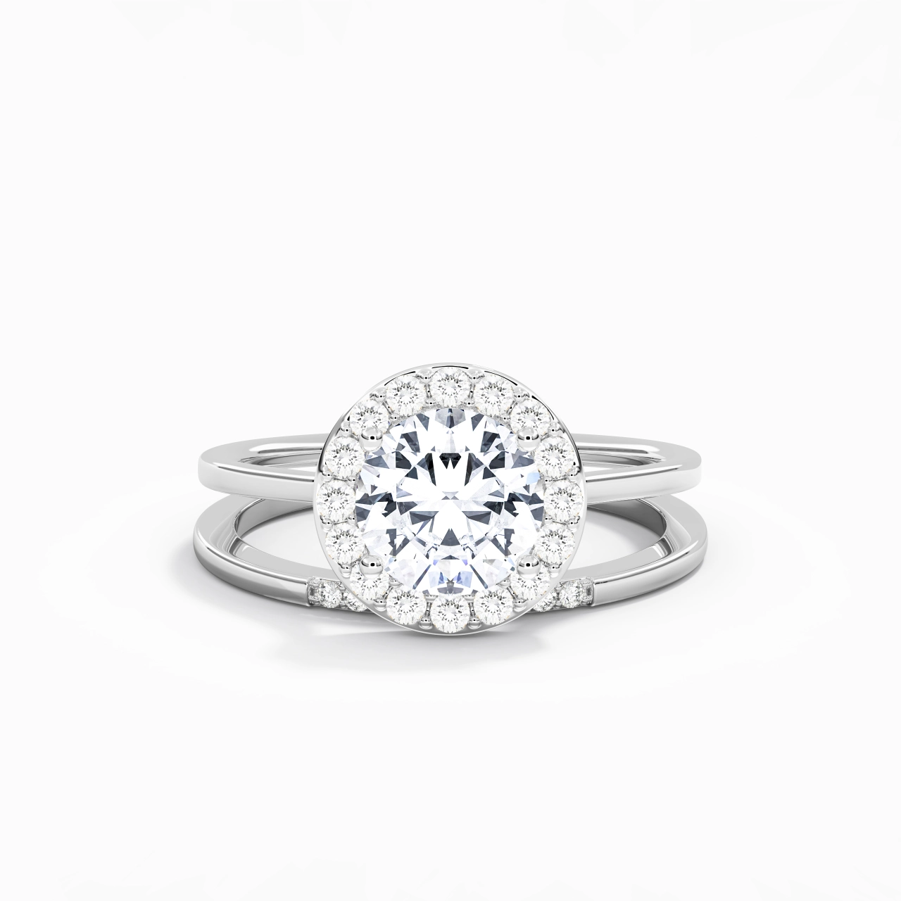 14K White Gold Moissanite Wedding Ring Set