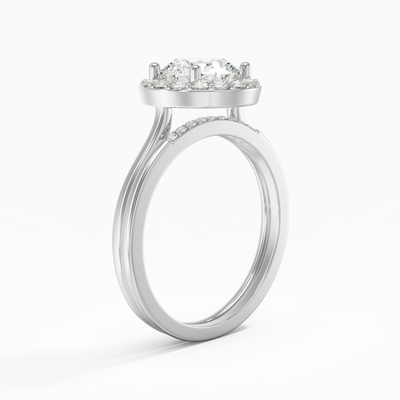 14K White Gold Moissanite Wedding Ring Set