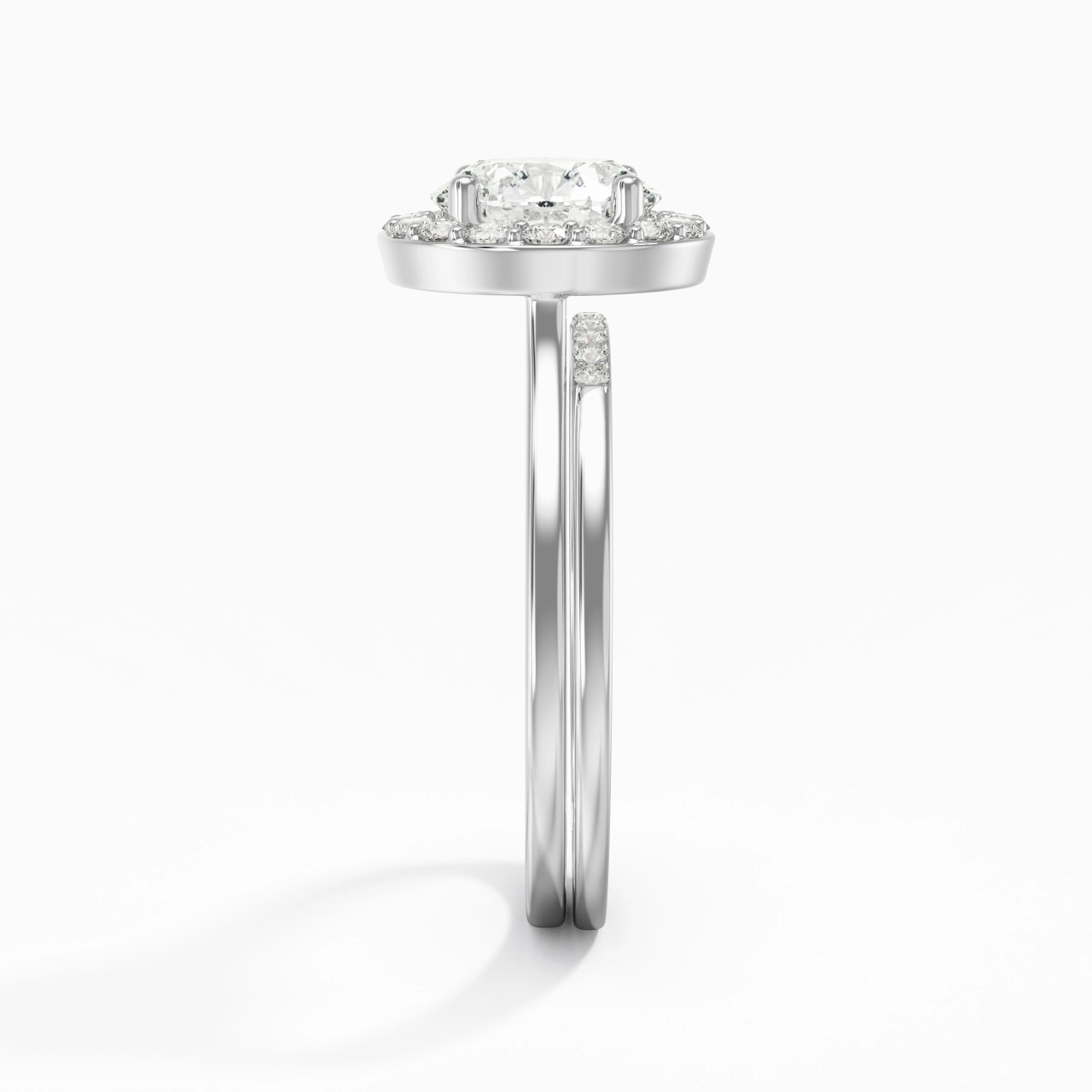 14K White Gold Moissanite Wedding Ring Set