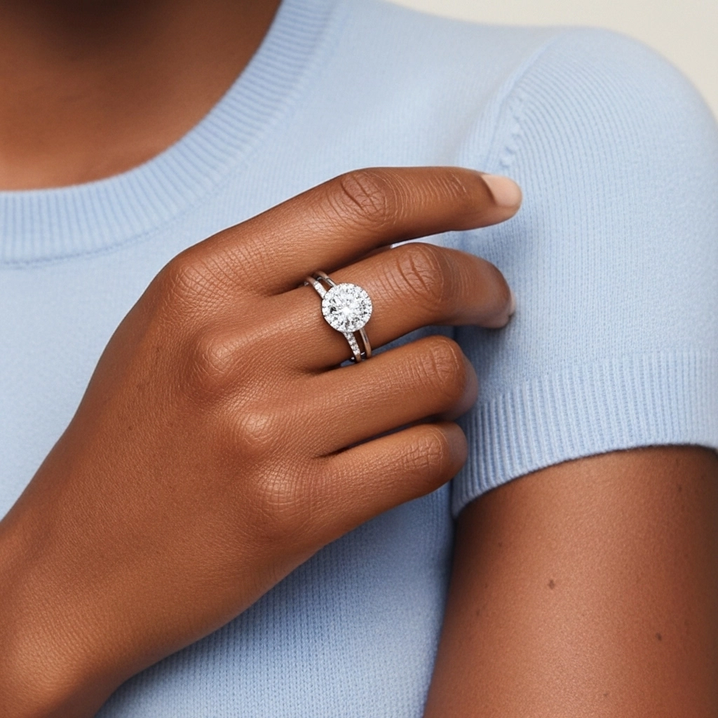 Argent sterling 925 Moissanite Ensemble d'alliances