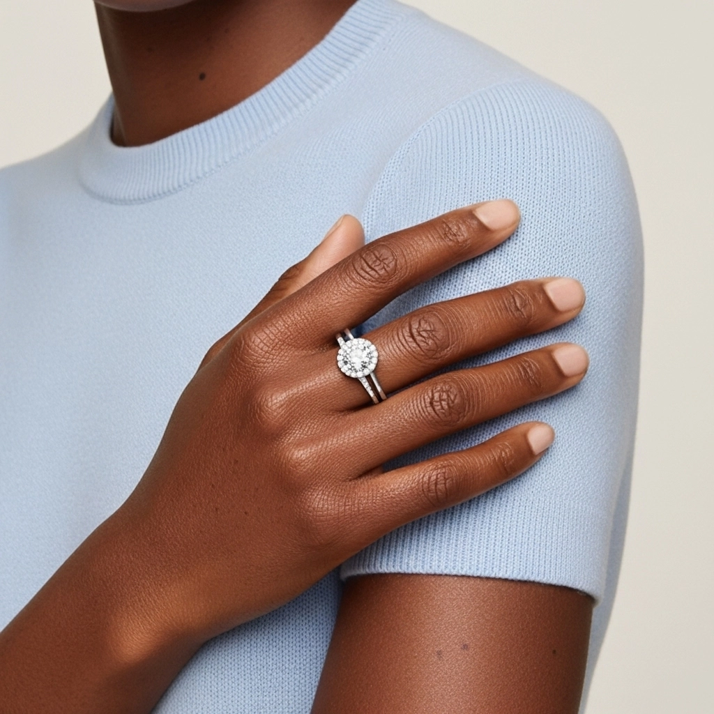 Argent sterling 925 Moissanite Ensemble d'alliances