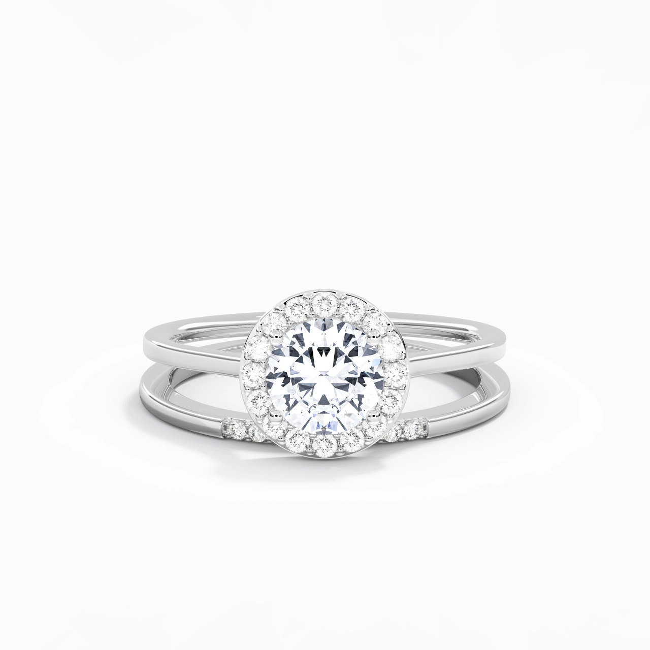 18K White Gold Moissanite Wedding Ring Set