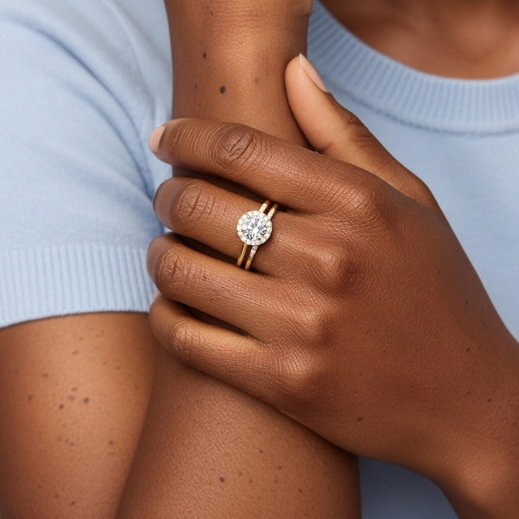 Argent sterling 925 Moissanite Ensemble d'alliances