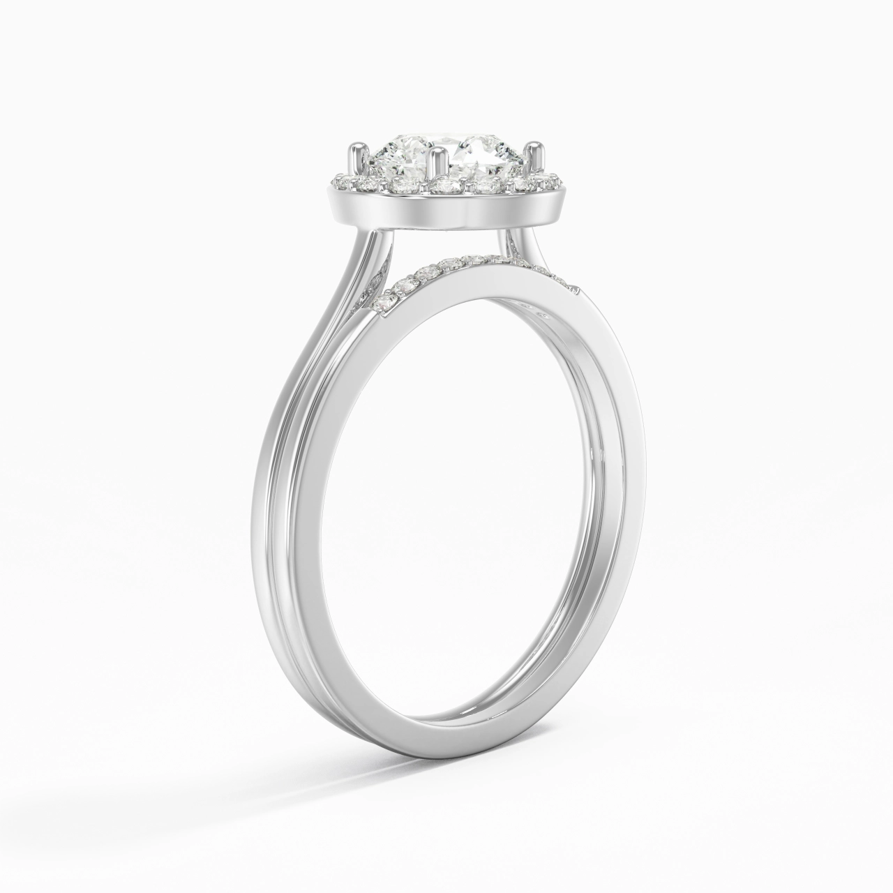 18K White Gold Moissanite Wedding Ring Set