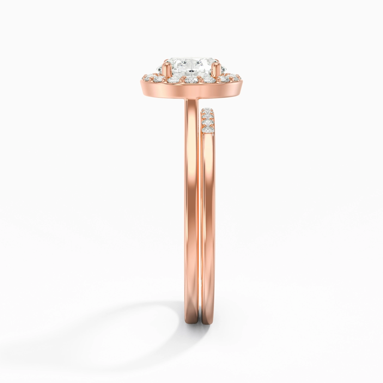 14K Rose Gold Moissanite Wedding Ring Set