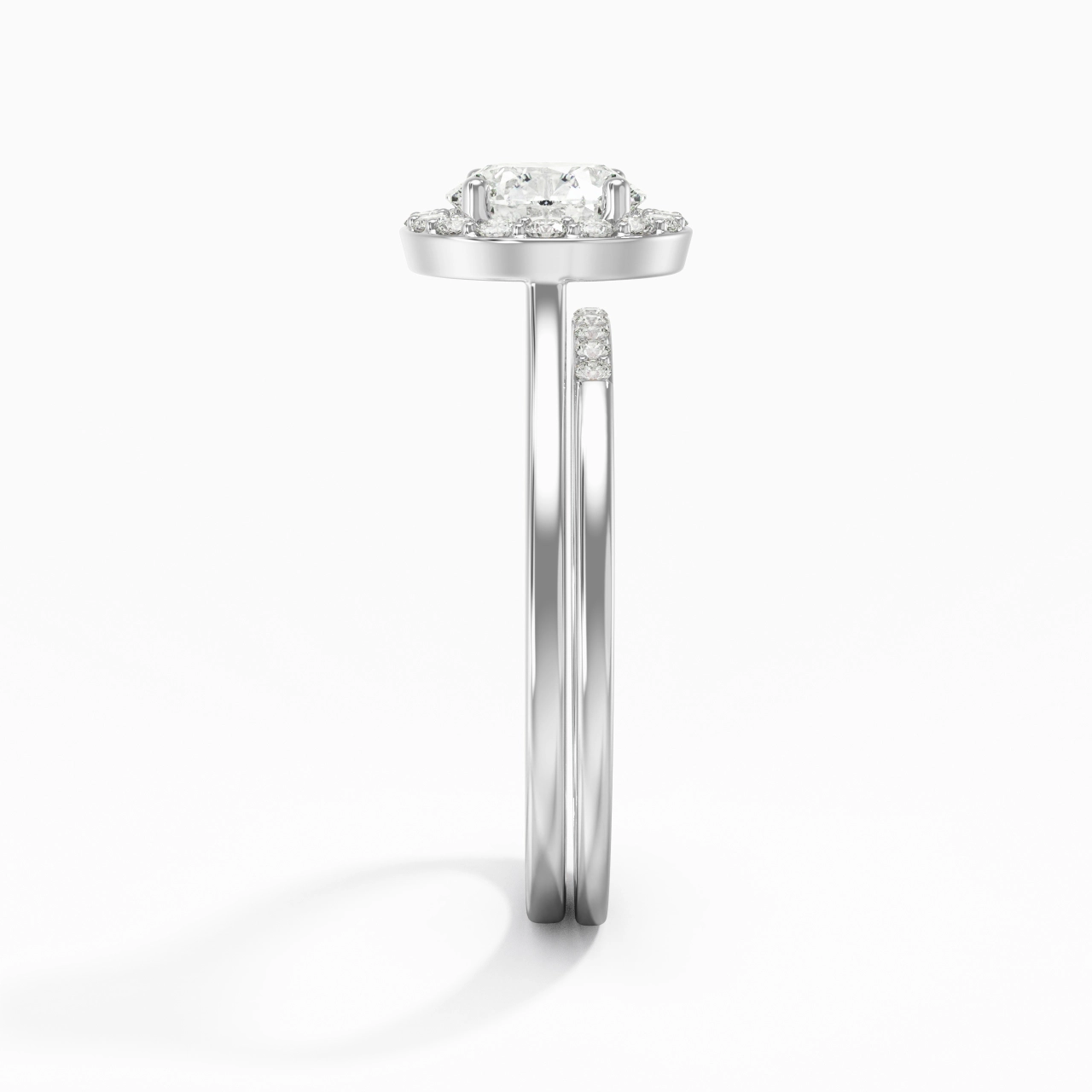 18K White Gold Moissanite Wedding Ring Set