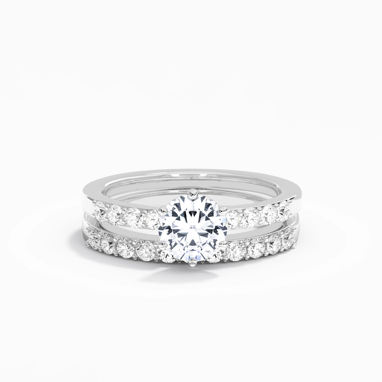 1.00ct Moissanite Wedding Ring Set 18K White Gold