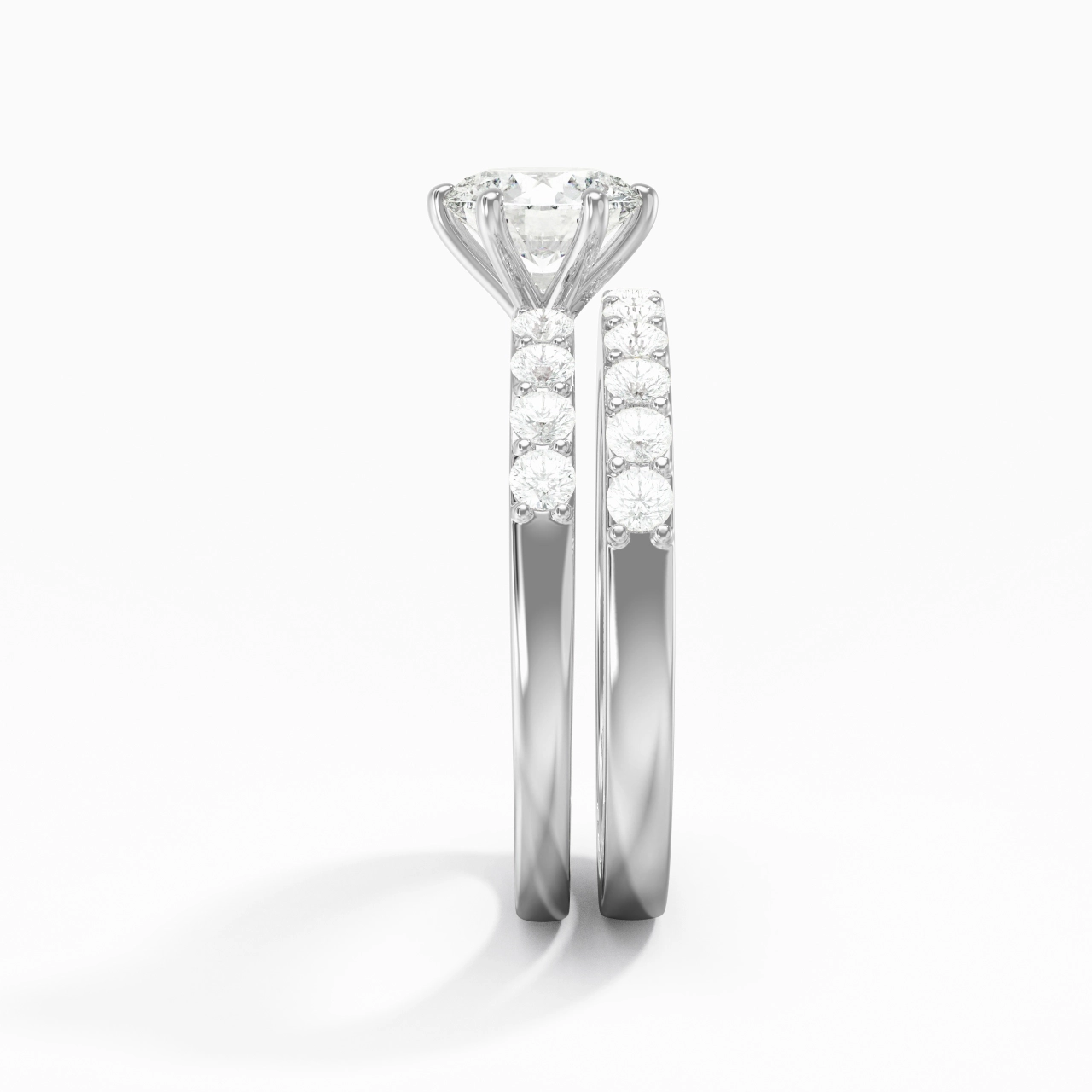 1.00ct Moissanite Wedding Ring Set 18K White Gold