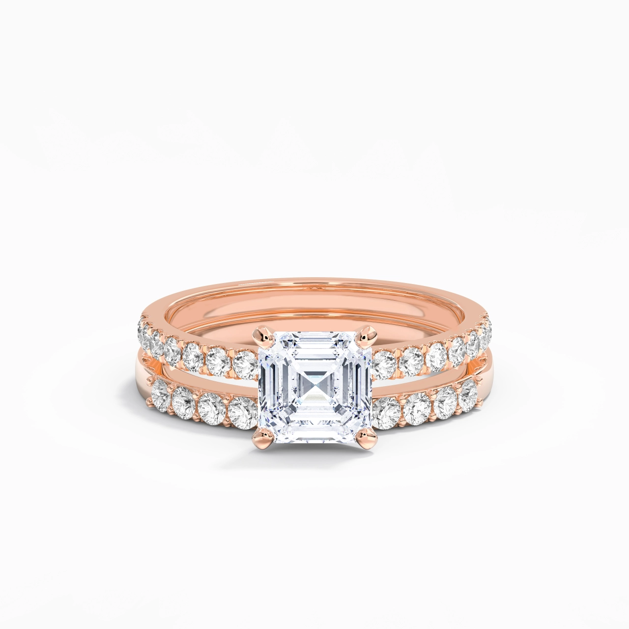 1.50ct Moissanite Wedding Ring Set 18K Rose Gold