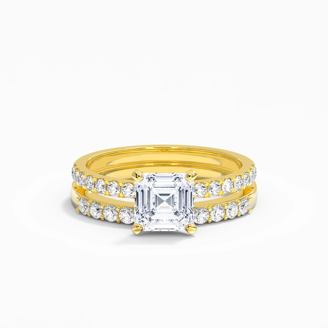 1.50ct Moissanite Wedding Ring Set 18K Gold