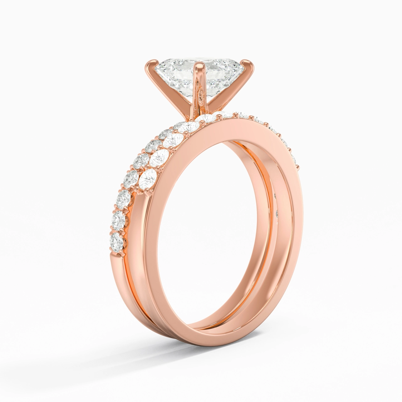1.50ct Moissanite Wedding Ring Set 18K Rose Gold