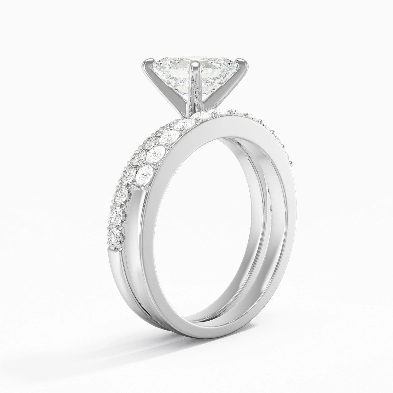 1.50ct Moissanite Wedding Ring Set 925 Sterling Silver