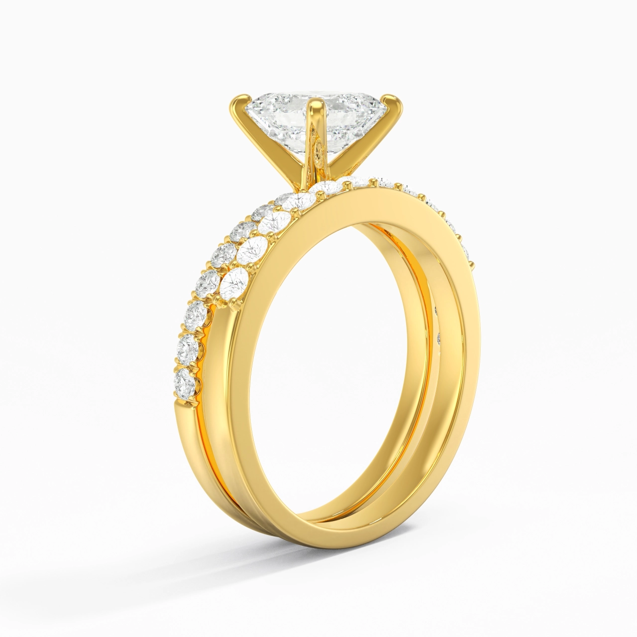1.50ct Moissanite Wedding Ring Set 18K Gold