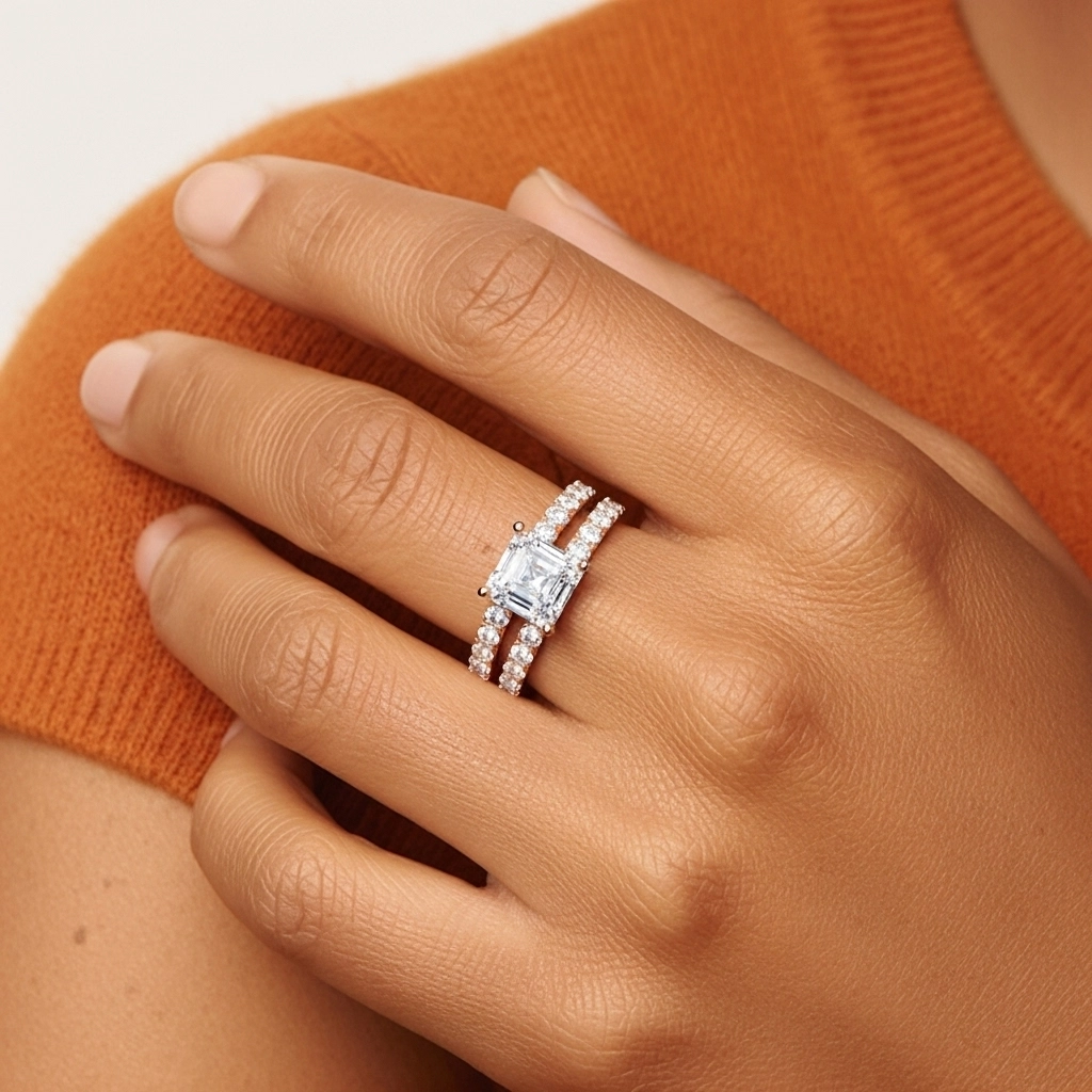 1.00ct Moissanite Wedding Ring Set Platinum