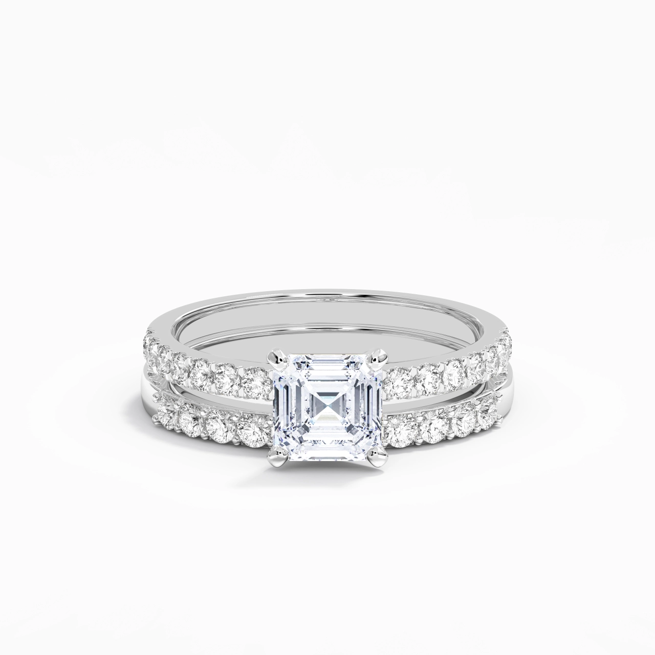 1.00ct Moissanite Wedding Ring Set 925 Sterling Silver