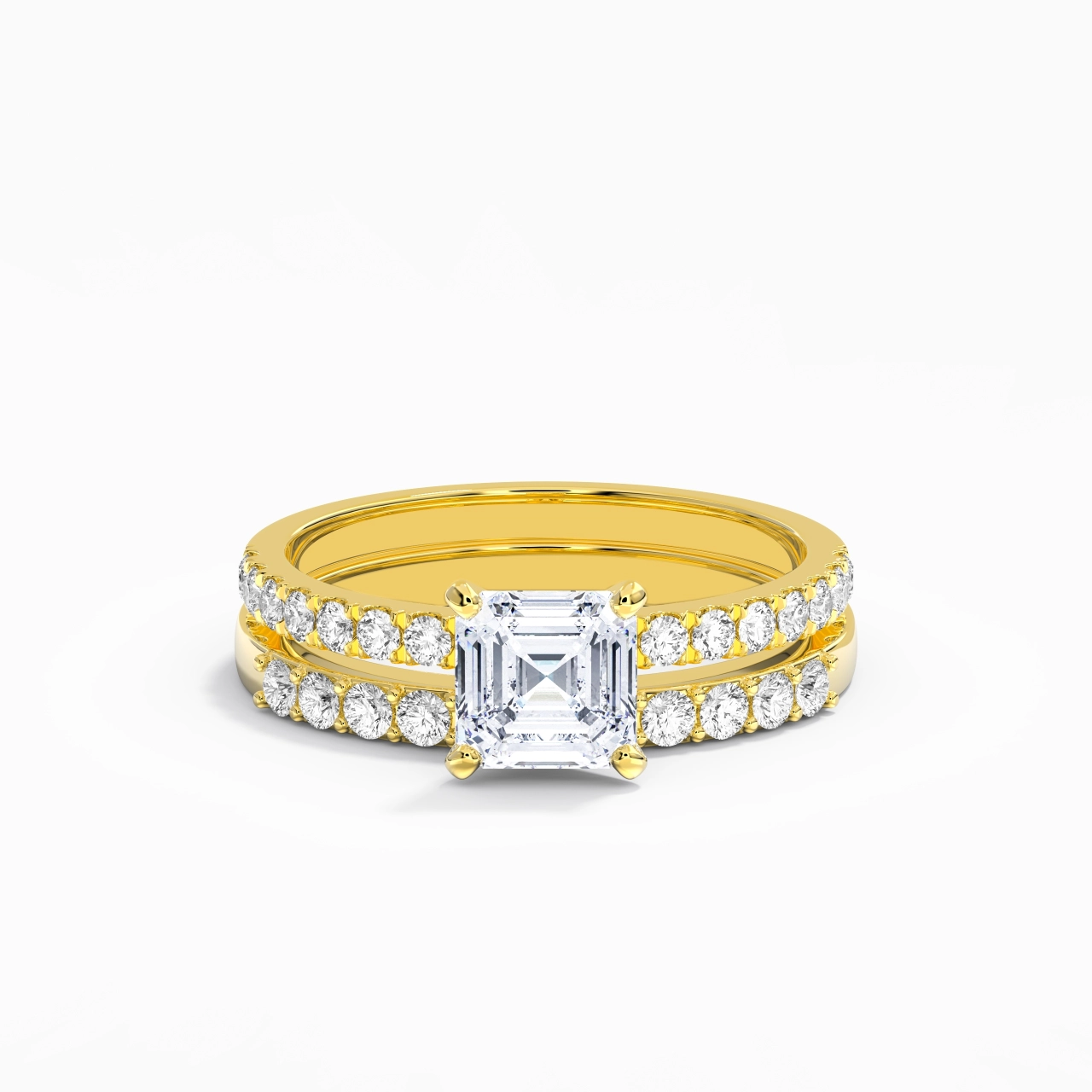 1.00ct Moissanite Wedding Ring Set 18K Gold