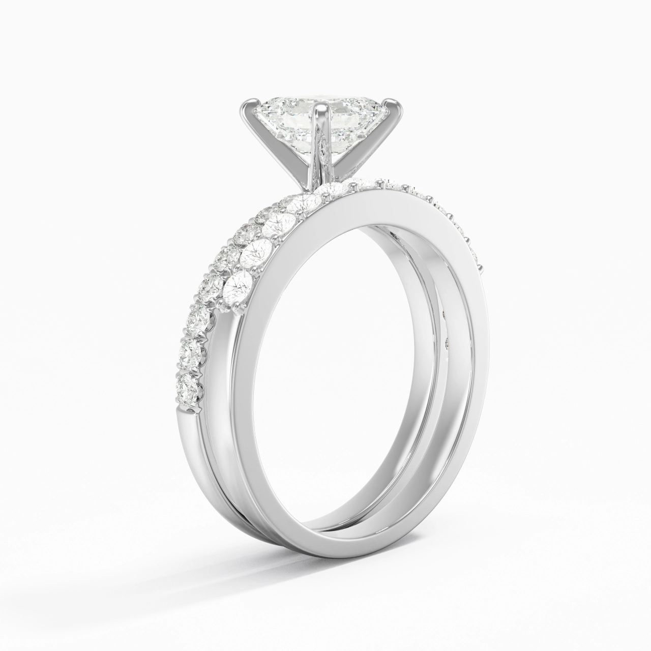 1.00ct Moissanite Wedding Ring Set 925 Sterling Silver