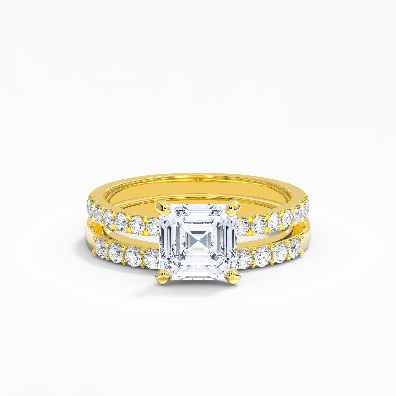 2.00ct Moissanite Wedding Ring Set 18K Gold