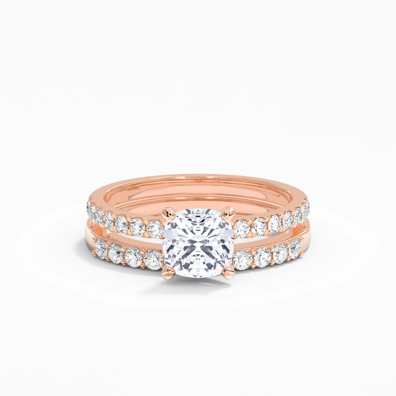 1.50ct Moissanite Wedding Ring Set 18K Rose Gold