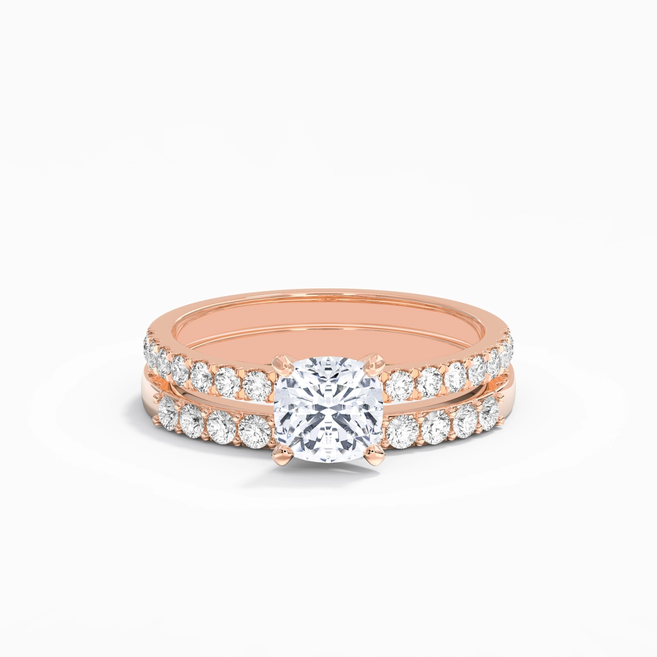 1.00ct Moissanite Wedding Ring Set 18K Rose Gold