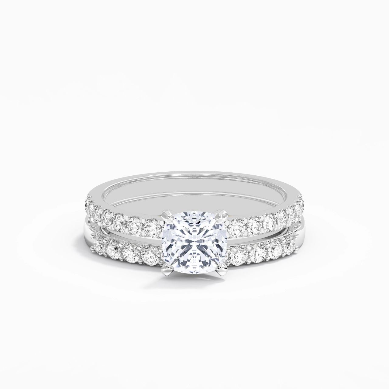 1.00ct Moissanite Wedding Ring Set 925 Sterling Silver