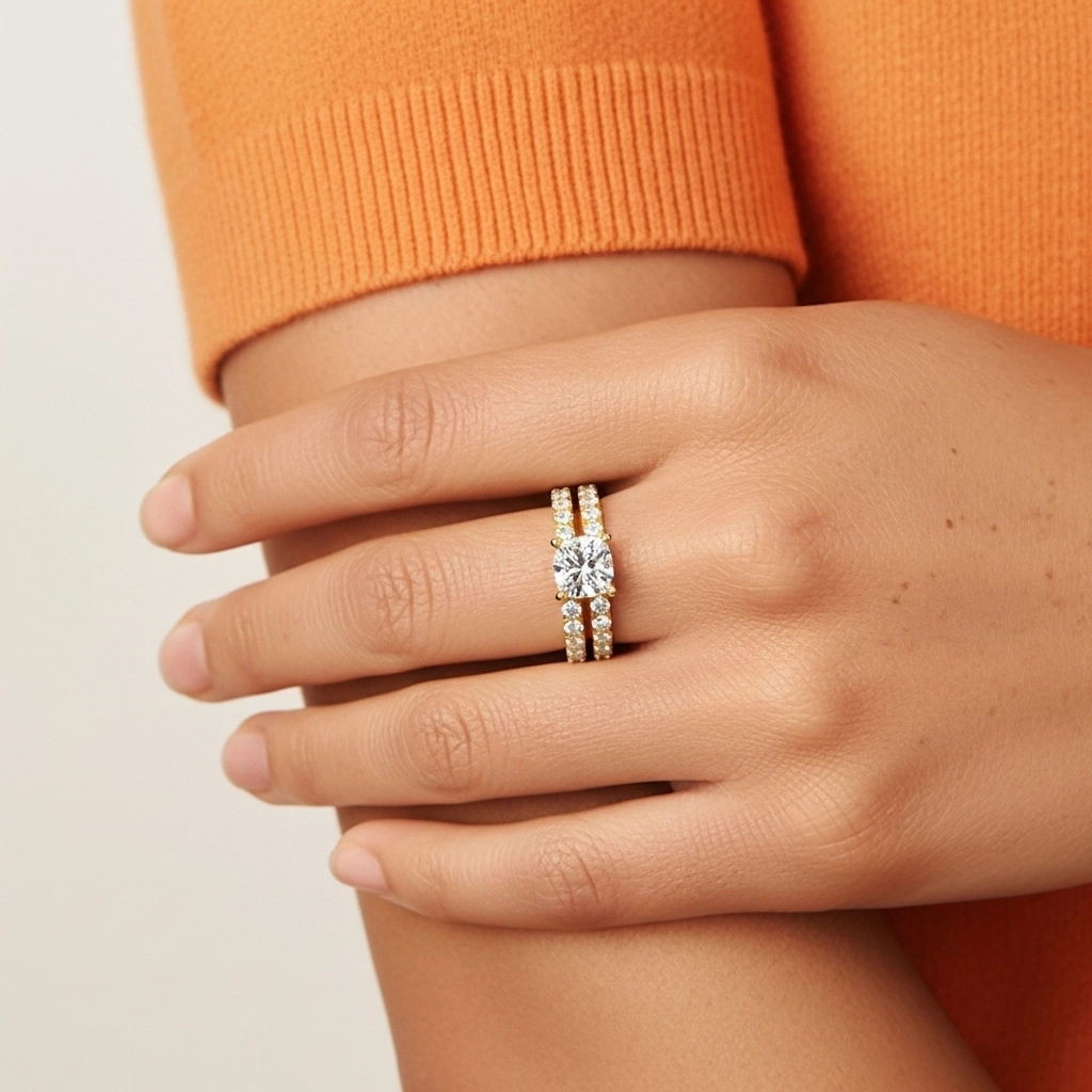 1.00ct Moissanite Wedding Ring Set 14K Gold