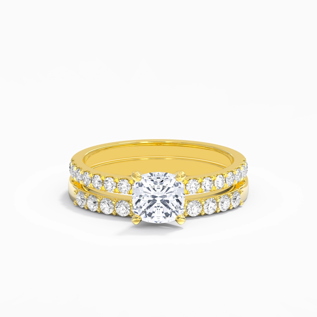 1.00ct Moissanite Wedding Ring Set 18K Gold