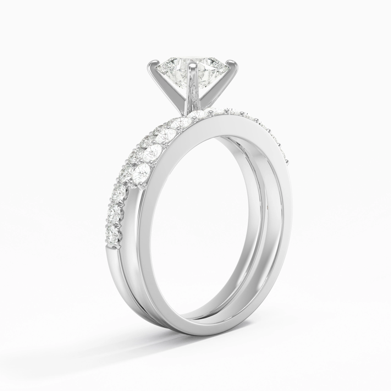 1.00ct Moissanite Wedding Ring Set 925 Sterling Silver