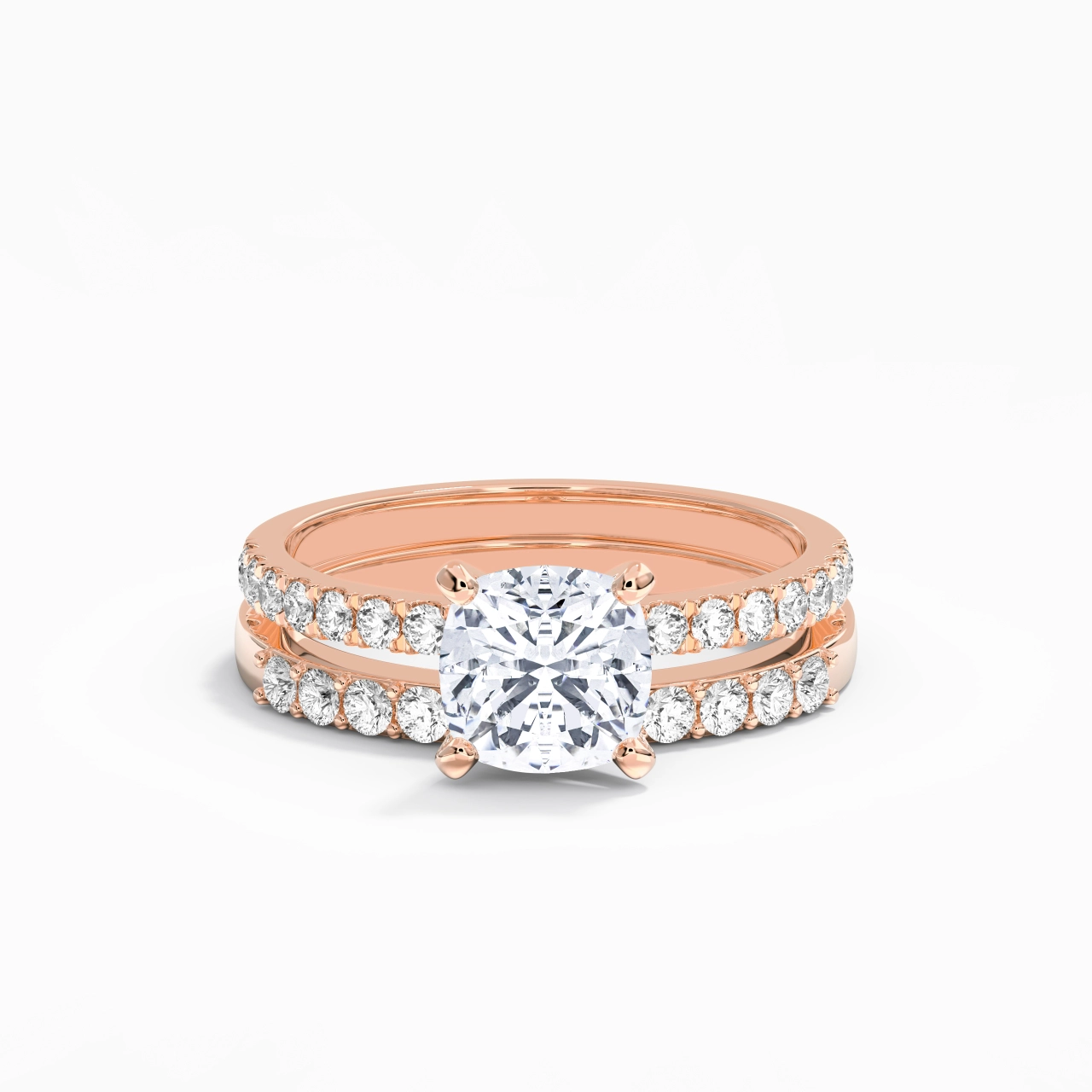 2.00ct Moissanite Wedding Ring Set 18K Rose Gold