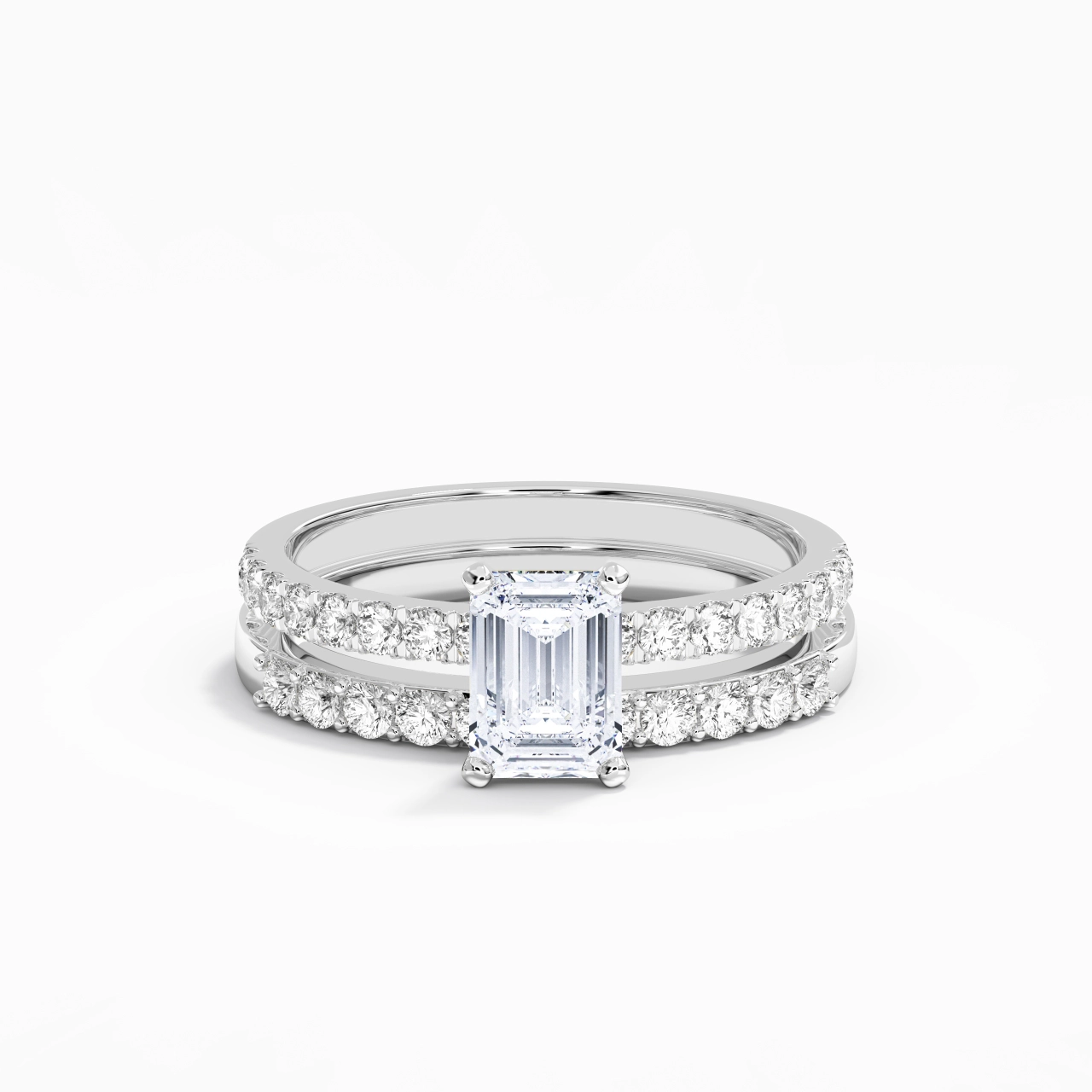 1.00ct Moissanite Wedding Ring Set 925 Sterling Silver