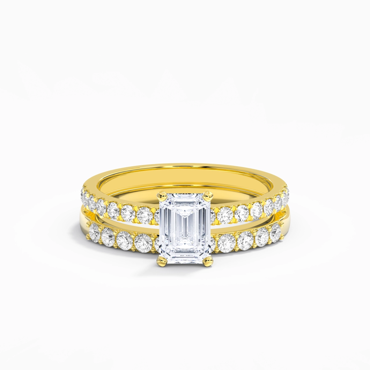 1.00ct Moissanite Wedding Ring Set 18K Gold