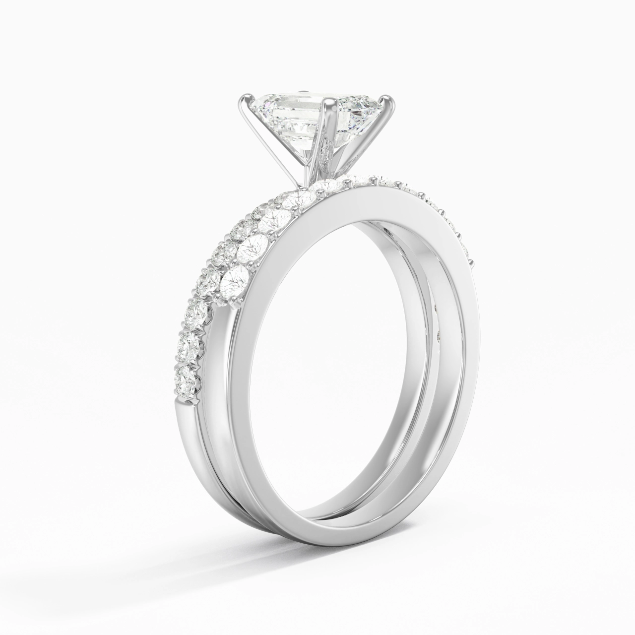 1.00ct Moissanite Wedding Ring Set 925 Sterling Silver