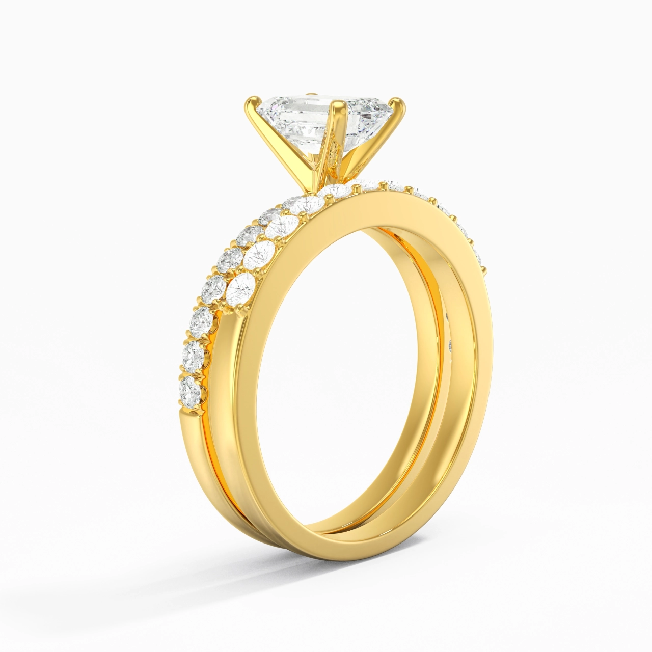 1.00ct Moissanite Wedding Ring Set 18K Gold