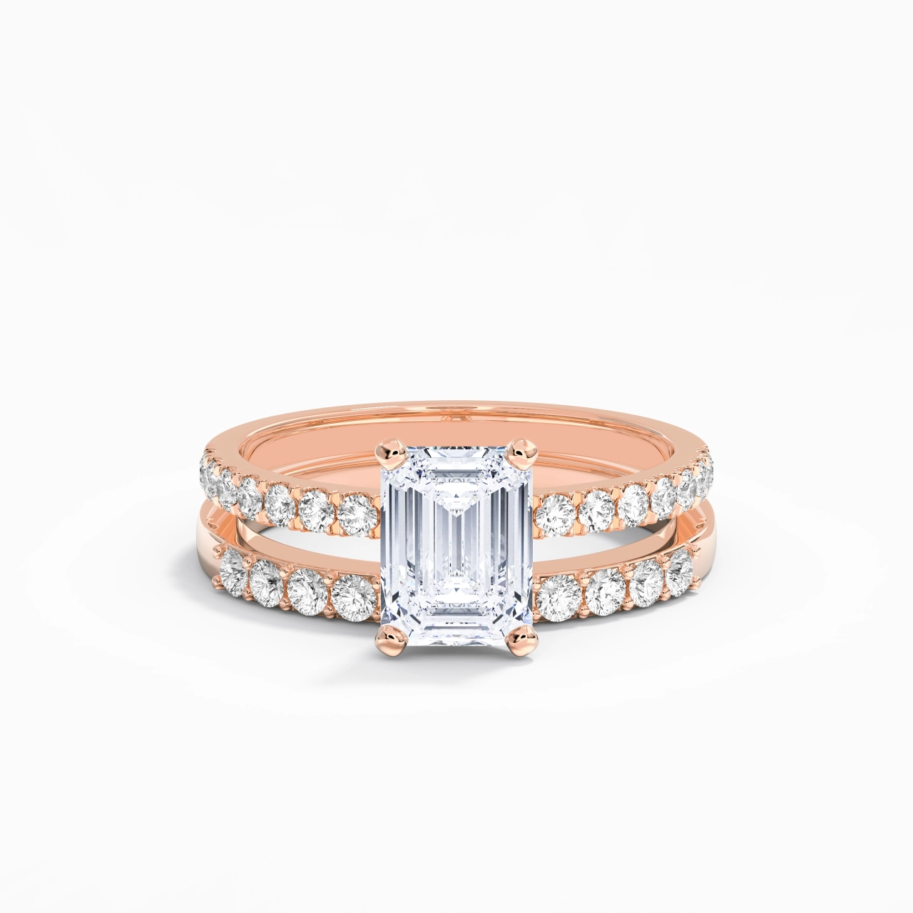 2.00ct Moissanite Wedding Ring Set 18K Rose Gold