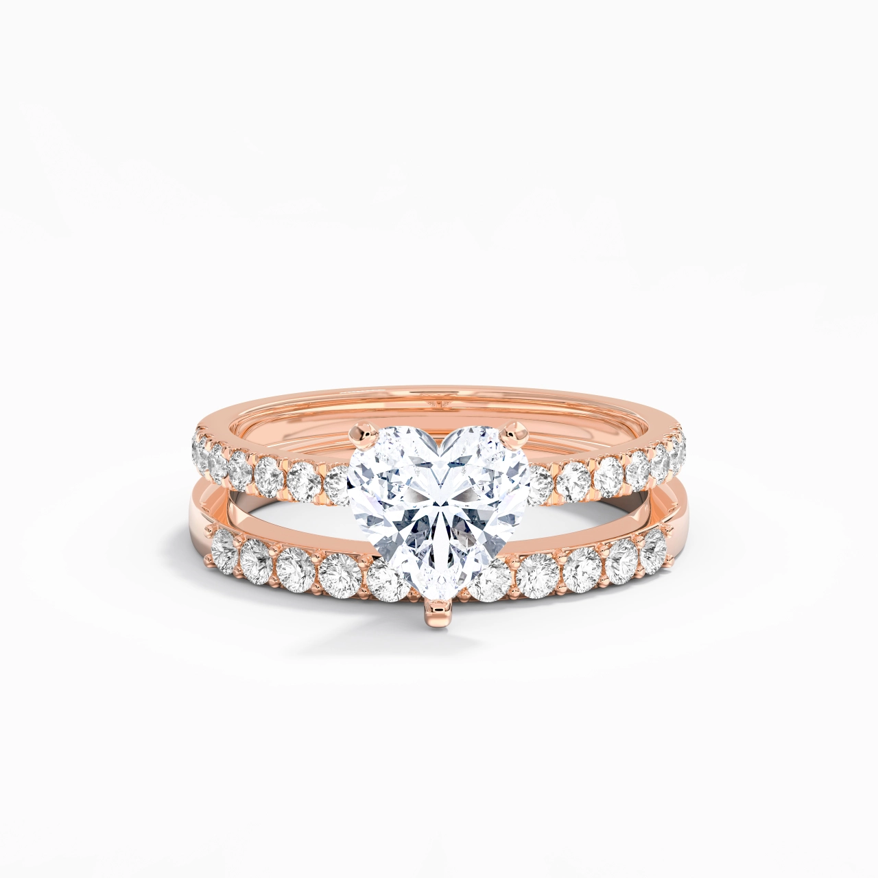 1.50ct Moissanite Wedding Ring Set 14K Rose Gold