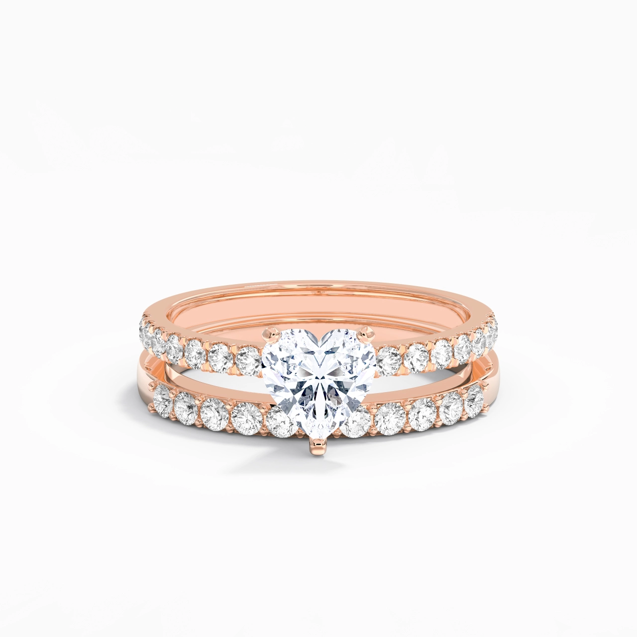 1.00ct Moissanite Wedding Ring Set 14K Rose Gold