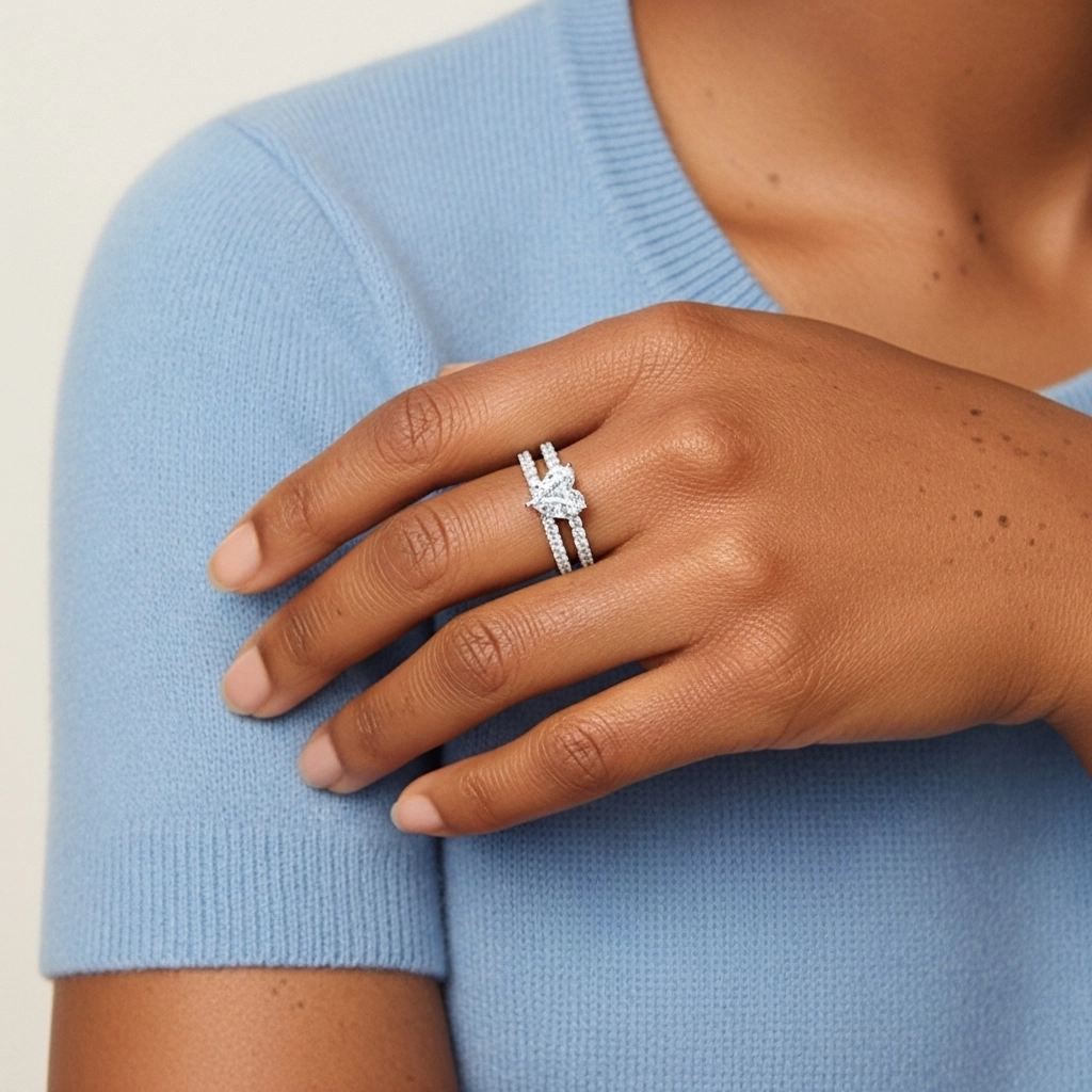 1.00ct Moissanite Wedding Ring Set Platinum