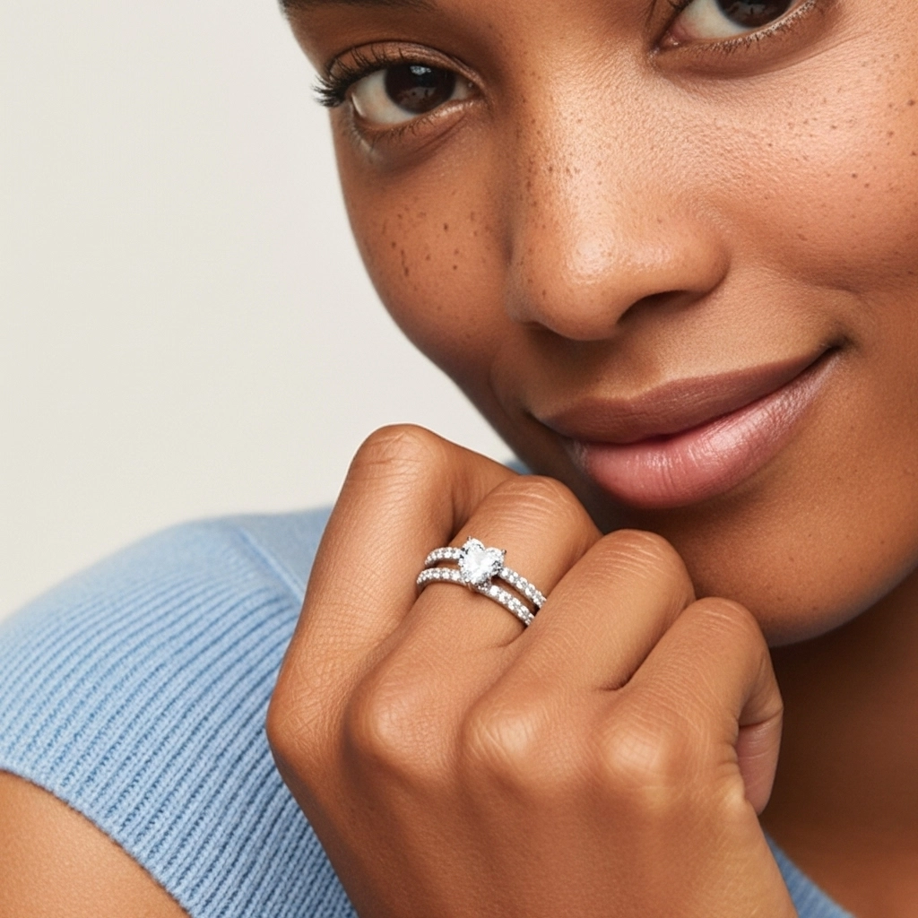 1.00ct Moissanite Wedding Ring Set Platinum