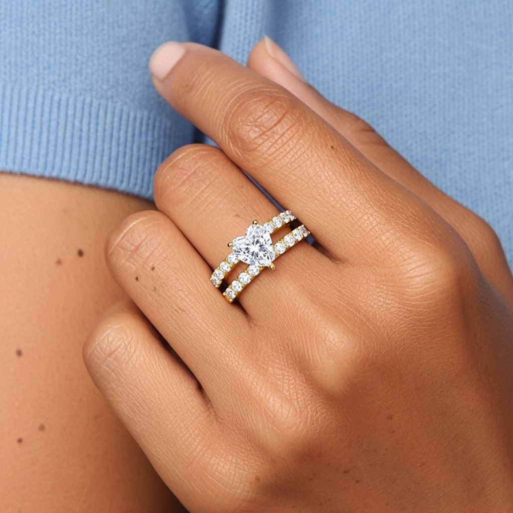 1.00ct Moissanite Wedding Ring Set 925 Sterling Silver