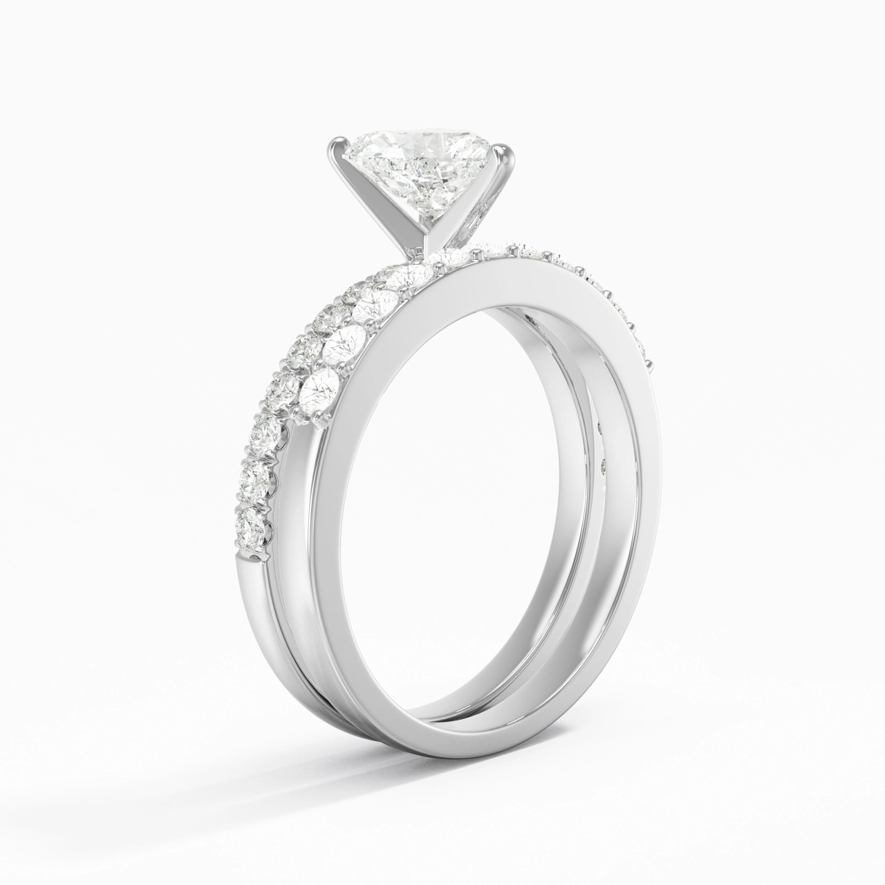 1.00ct Moissanite Wedding Ring Set 925 Sterling Silver